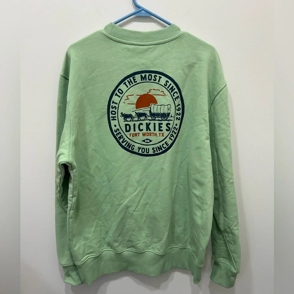Dickies Sweatshirt Men’s Large Green NWT Logo Oversized Pullover Crewneck Cotton